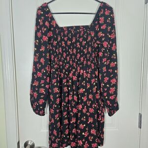 Old Navy Floral Black Dress with Pink Accents